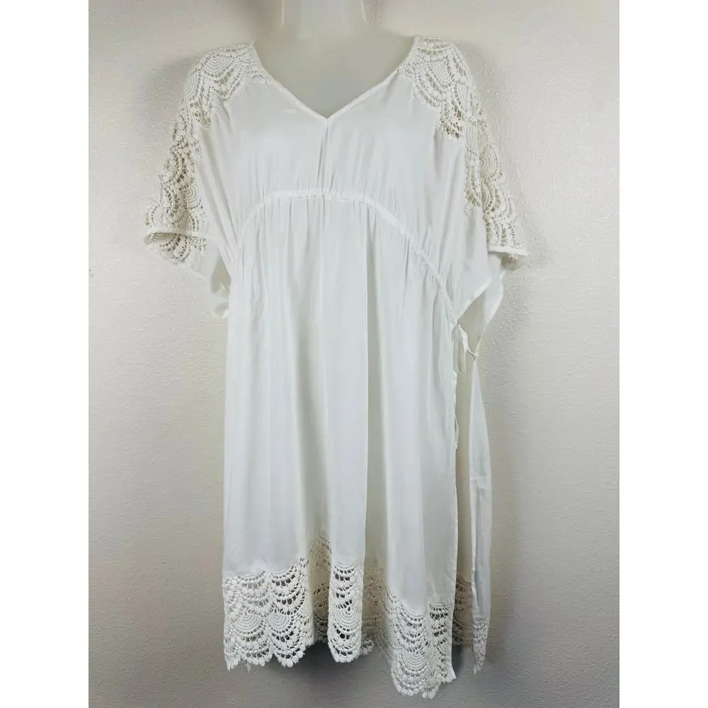 A Pea in the Pod Maternity White‎ Lace Swim Cover Up Small Boho Beach